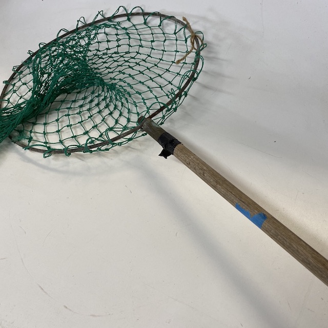 NET, (Fishing) Long Wooden Handle and Green Net